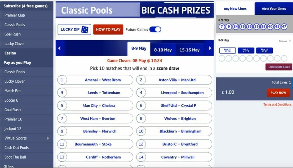 The Football Pools pre-match offer