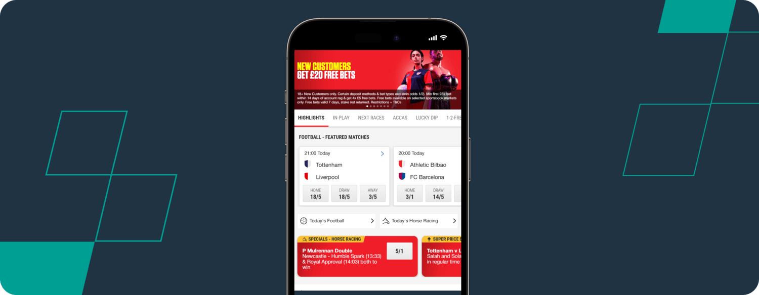 A screenshot of ladbrokes mobile app